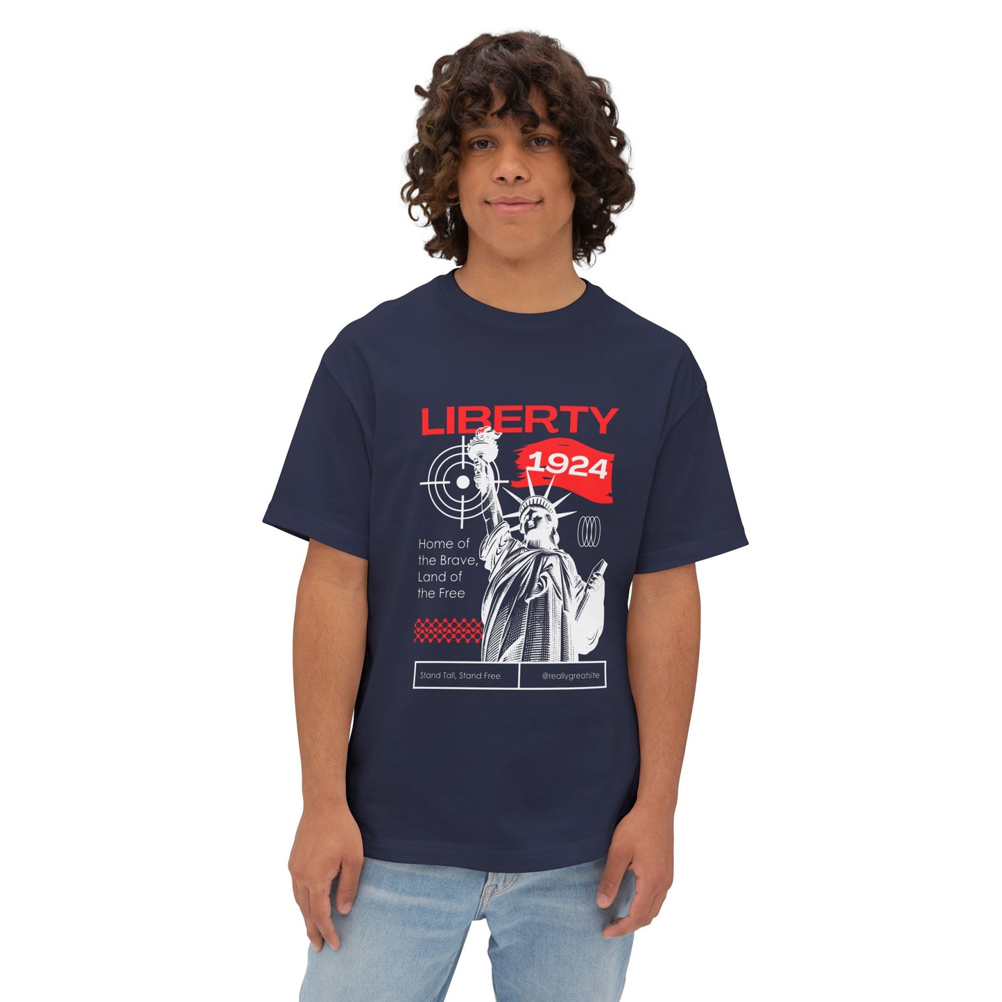 Liberty 1924 Graphic Tee - Vintage Flag Boxy T-Shirt