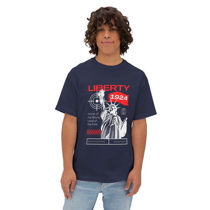 Liberty 1924 Graphic Tee - Vintage Flag Boxy T-Shirt