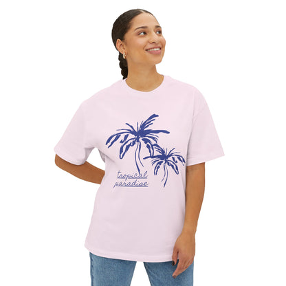 Tropical Paradise Boxy Tee — Palm Tree Oversized Graphic T-Shirt
