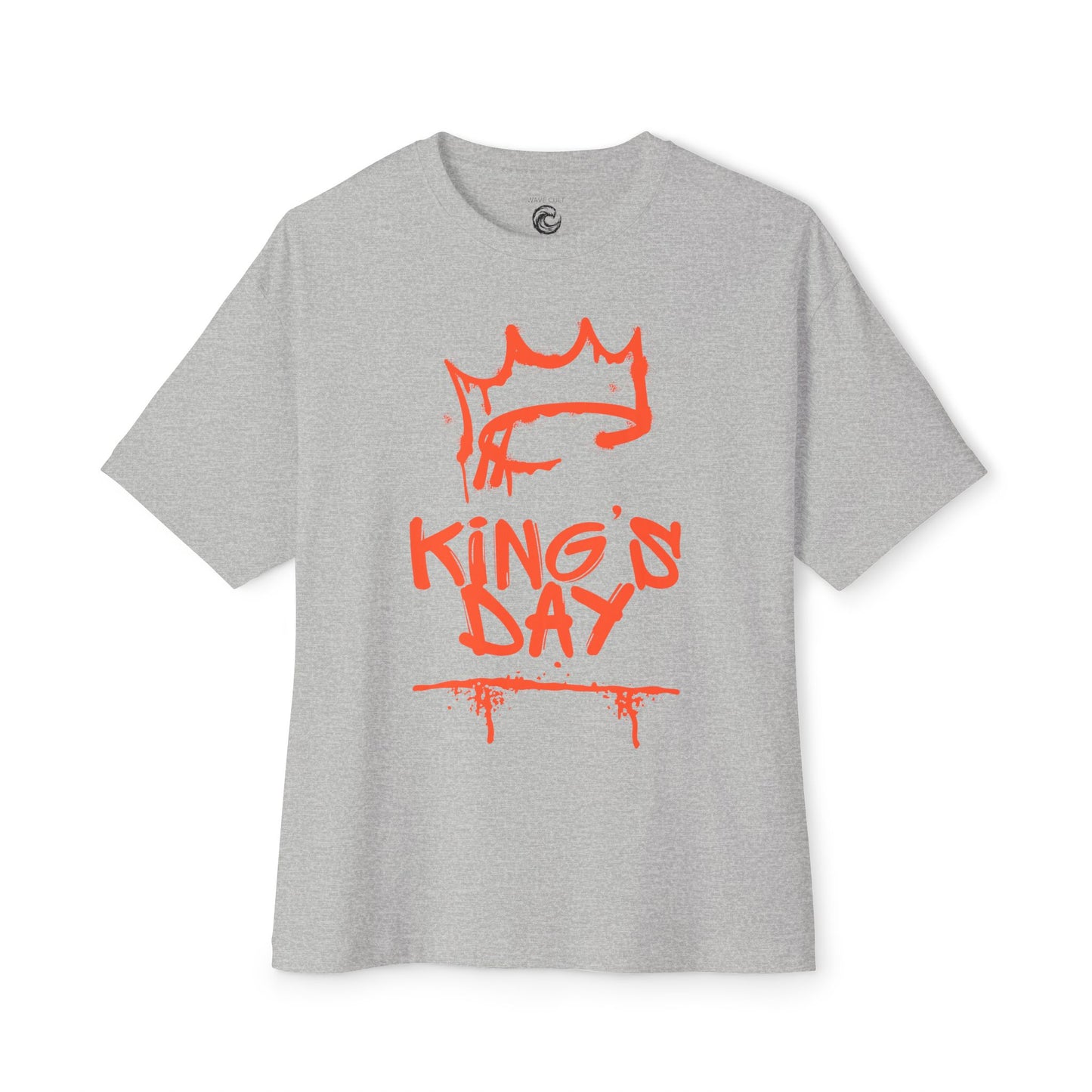 King's Day Graphic Tee — Oversized Boxy Shirt with Red Crown Design