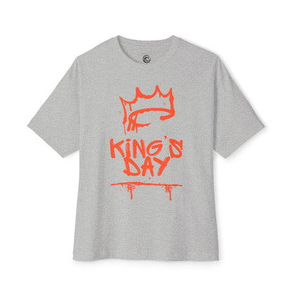 King's Day Graphic Tee — Oversized Boxy Shirt with Red Crown Design