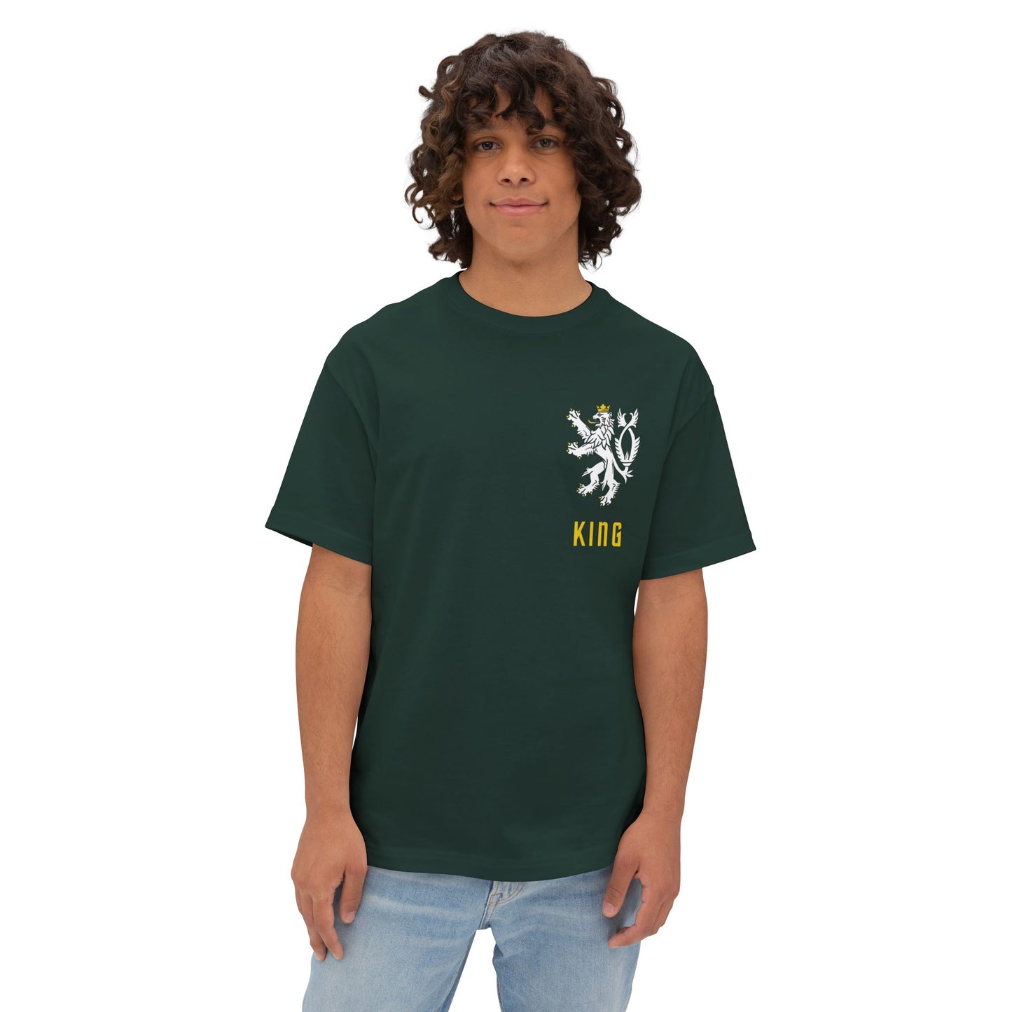 King Lion Crest Tee — Oversized Boxy Black T‑Shirt
