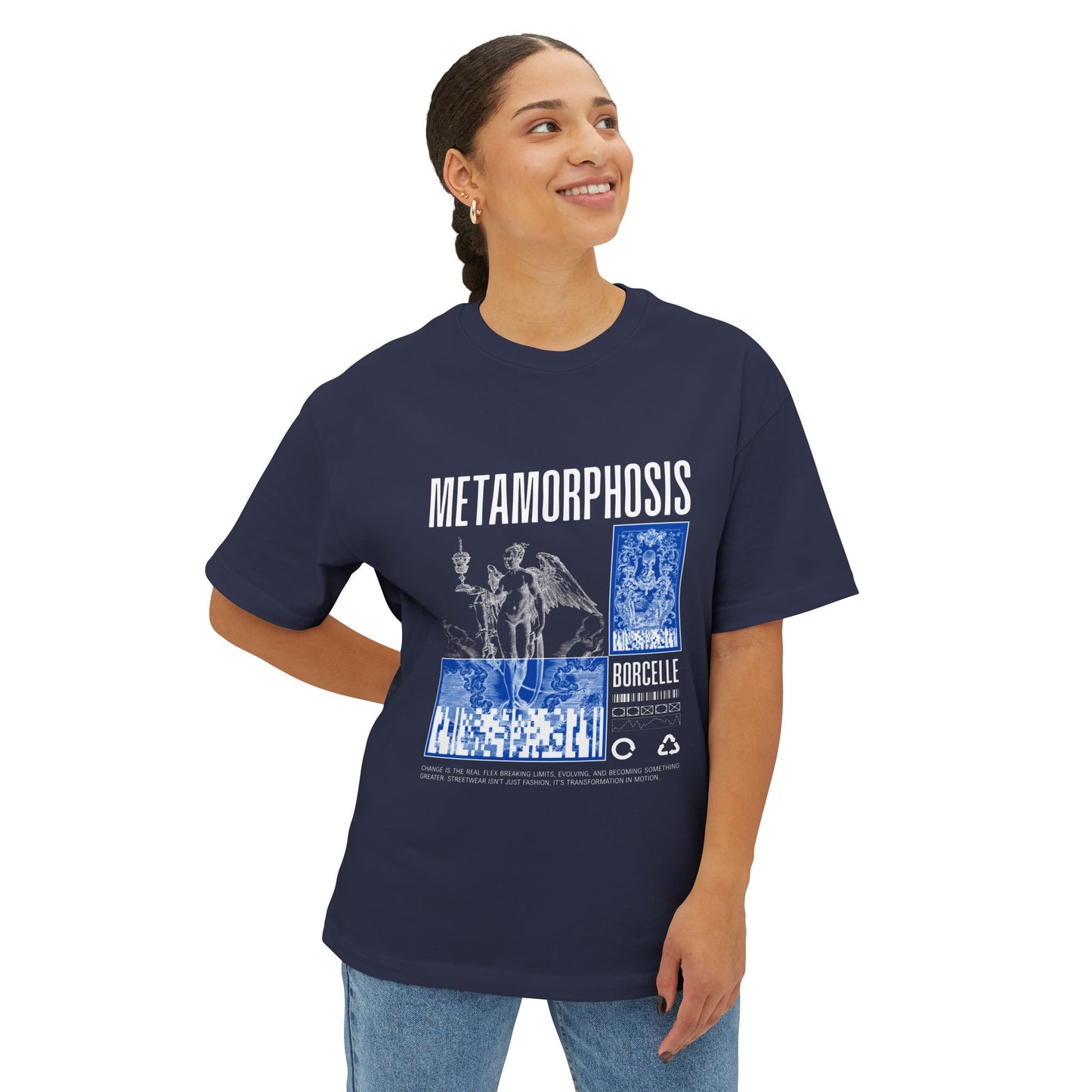 Metamorphosis Graphic Tee — Gothic Art & Blue Collage T‑Shirt