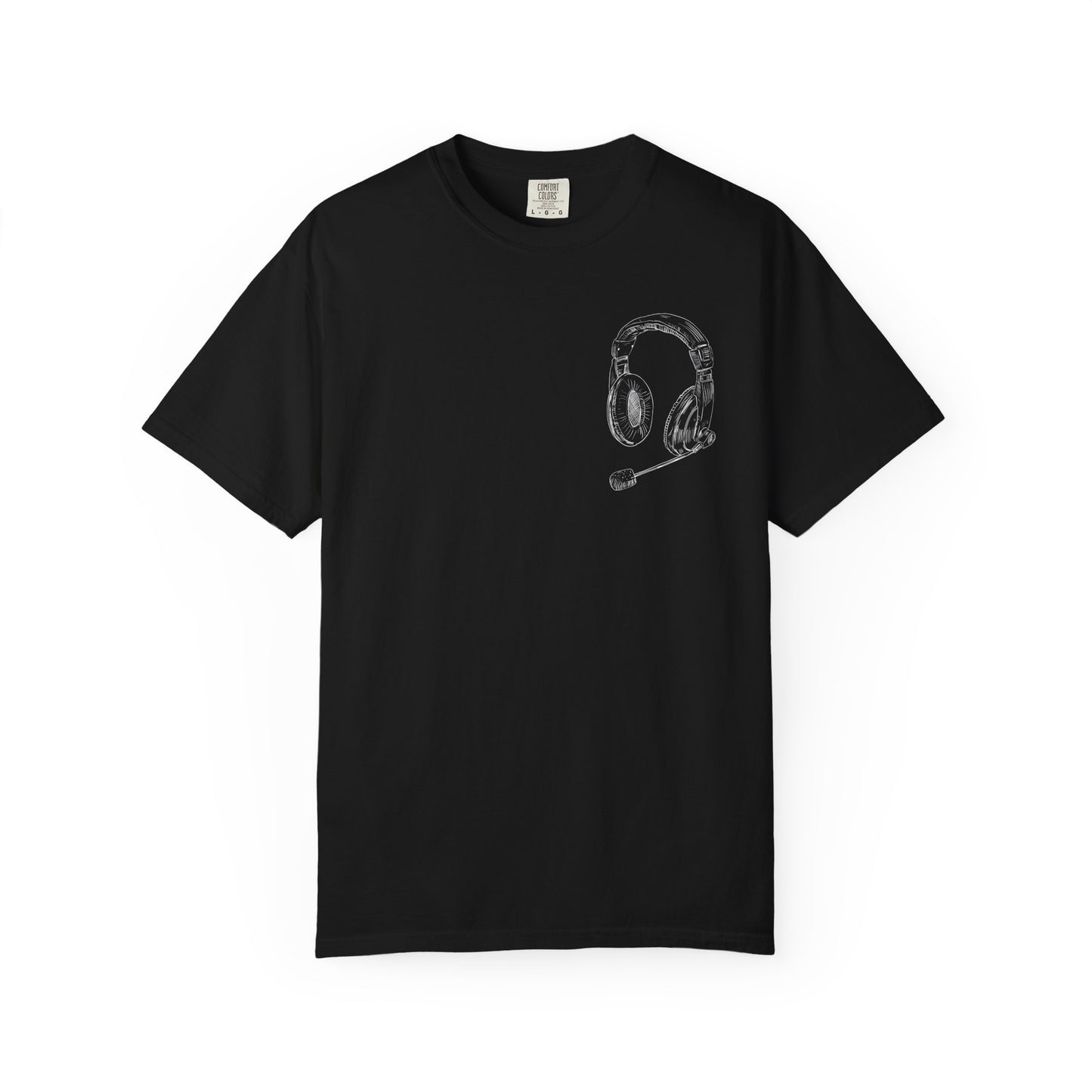 T-Shirt — 'THE FUTURE' Dove Graphic Tee with Headset Chest Sketch