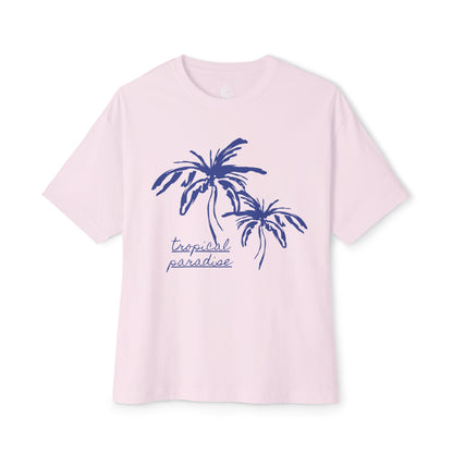 Tropical Paradise Boxy Tee — Palm Tree Oversized Graphic T-Shirt