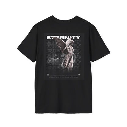 Eternity Angel T-Shirt — Small Ghosts Chest & Retro Statue Back Graphic