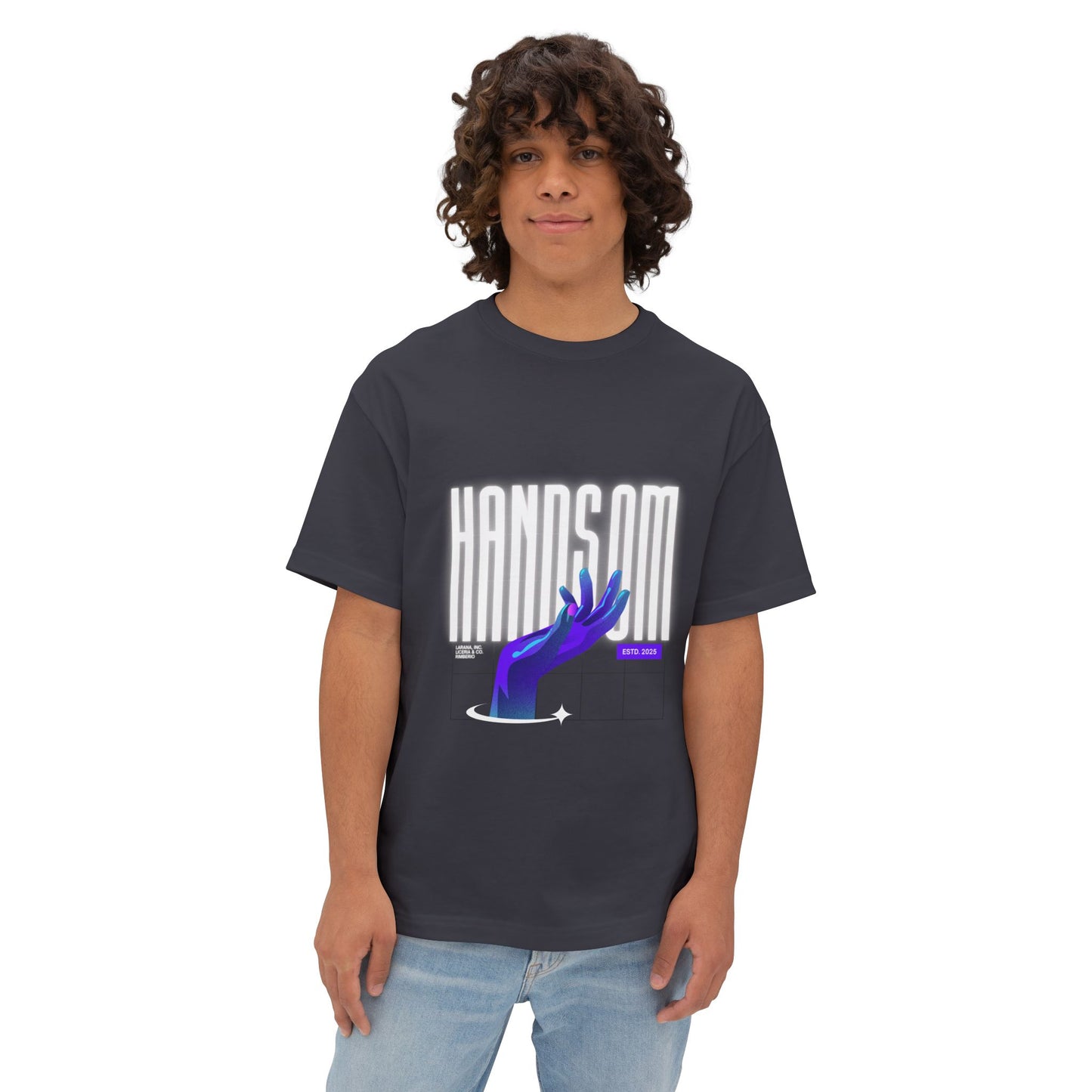 Handsom Glowing Hand Graphic Tee — Vaporwave Aesthetic Oversized Shirt