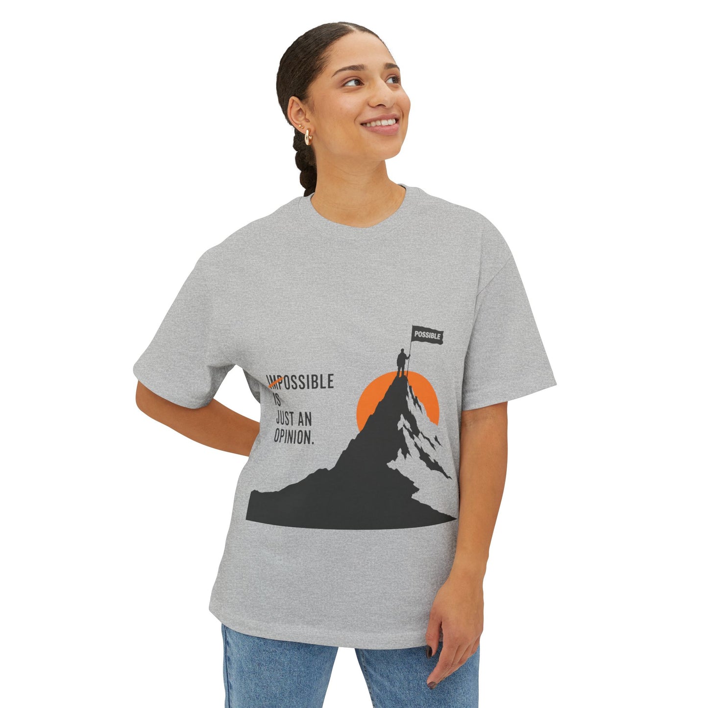 Impossible Is Just An Opinion Mountain Tee — Motivational Graphic T-Shirt