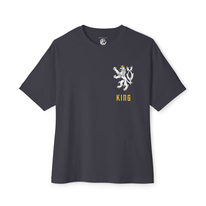 King Lion Crest Tee — Oversized Boxy Black T‑Shirt
