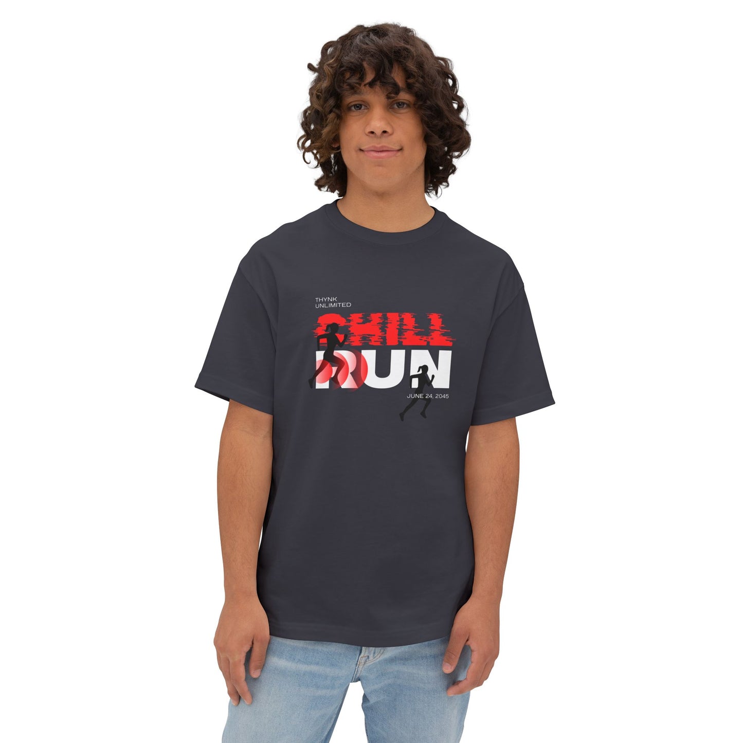 Chill Runner Tee — Minimalist Running Graphic Oversized Shirt