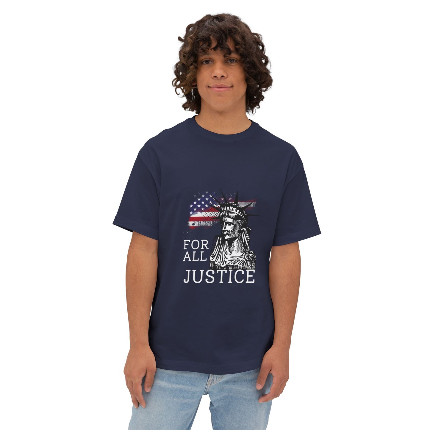 For All Justice Tee — Liberty Statue American Flag T‑Shirt