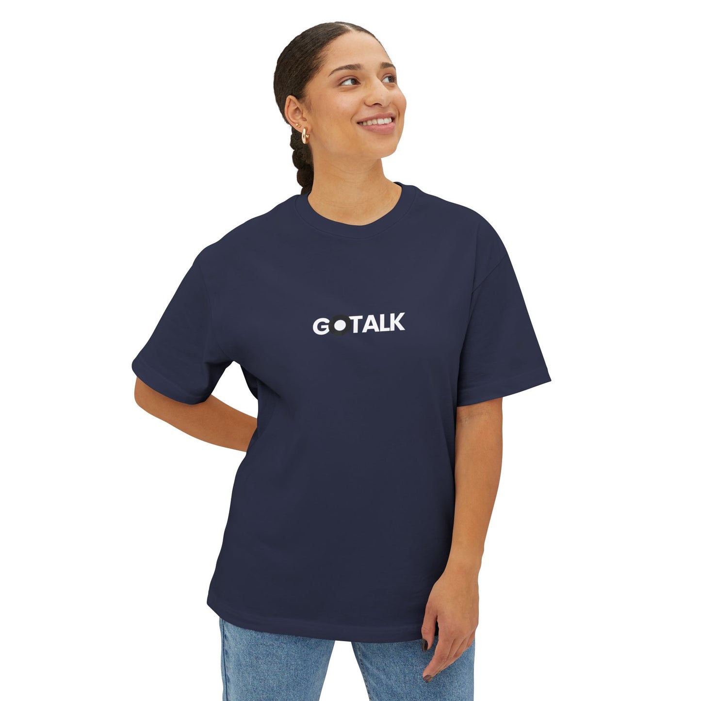G•TALK Minimal Logo Tee — Oversized Boxy Black T-Shirt