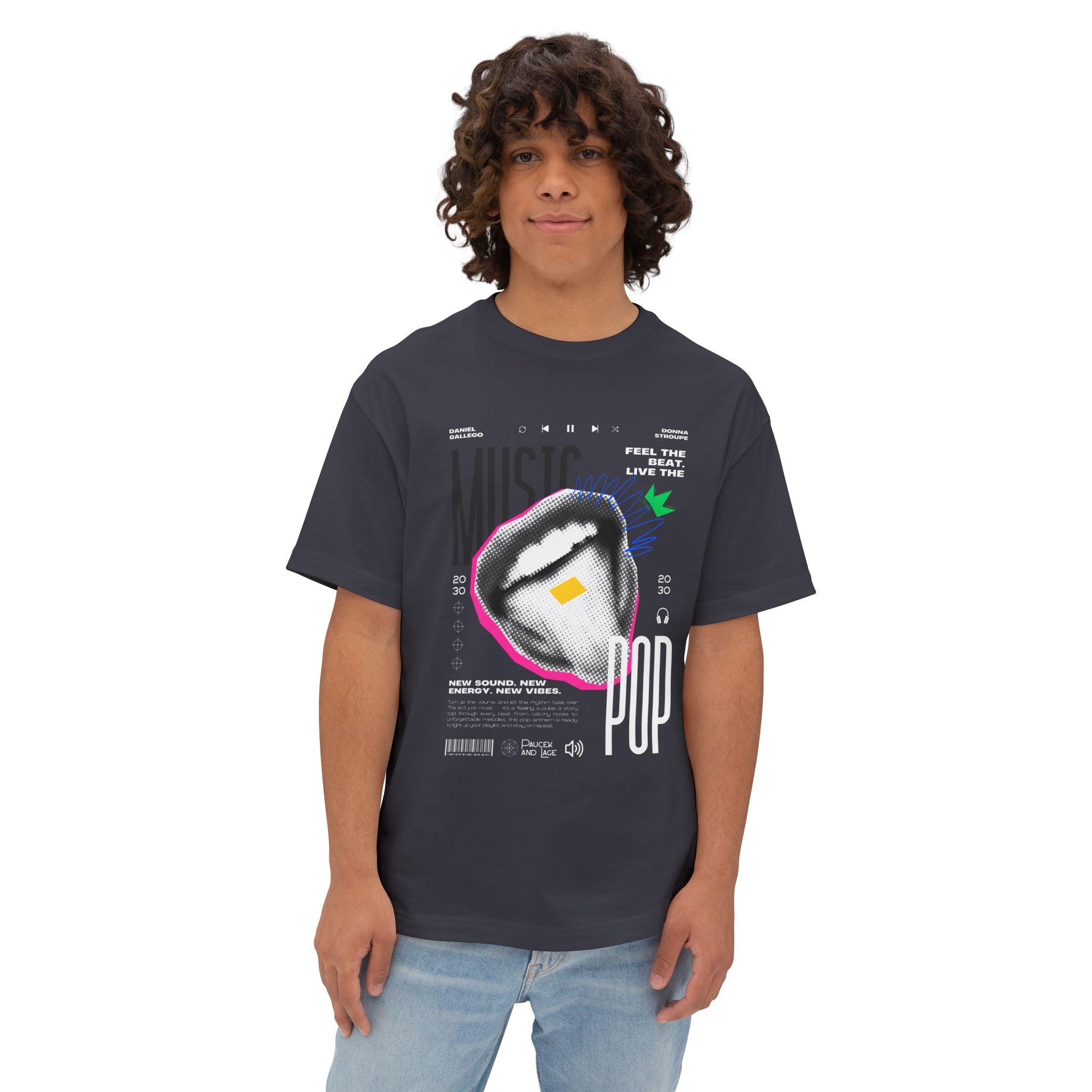 Music tshirt — 'Feel the Beat, Live the Pop' Oversized Boxy T-Shirt