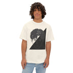 Anime tshirt Split-Face Graphic — Monochrome Half-Shadow Design