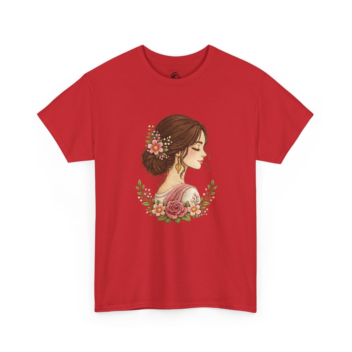 Floral Profile Tee — Vintage Woman Portrait T-Shirt