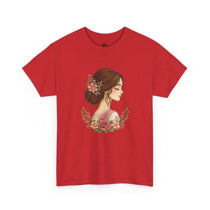 Floral Profile Tee — Vintage Woman Portrait T-Shirt