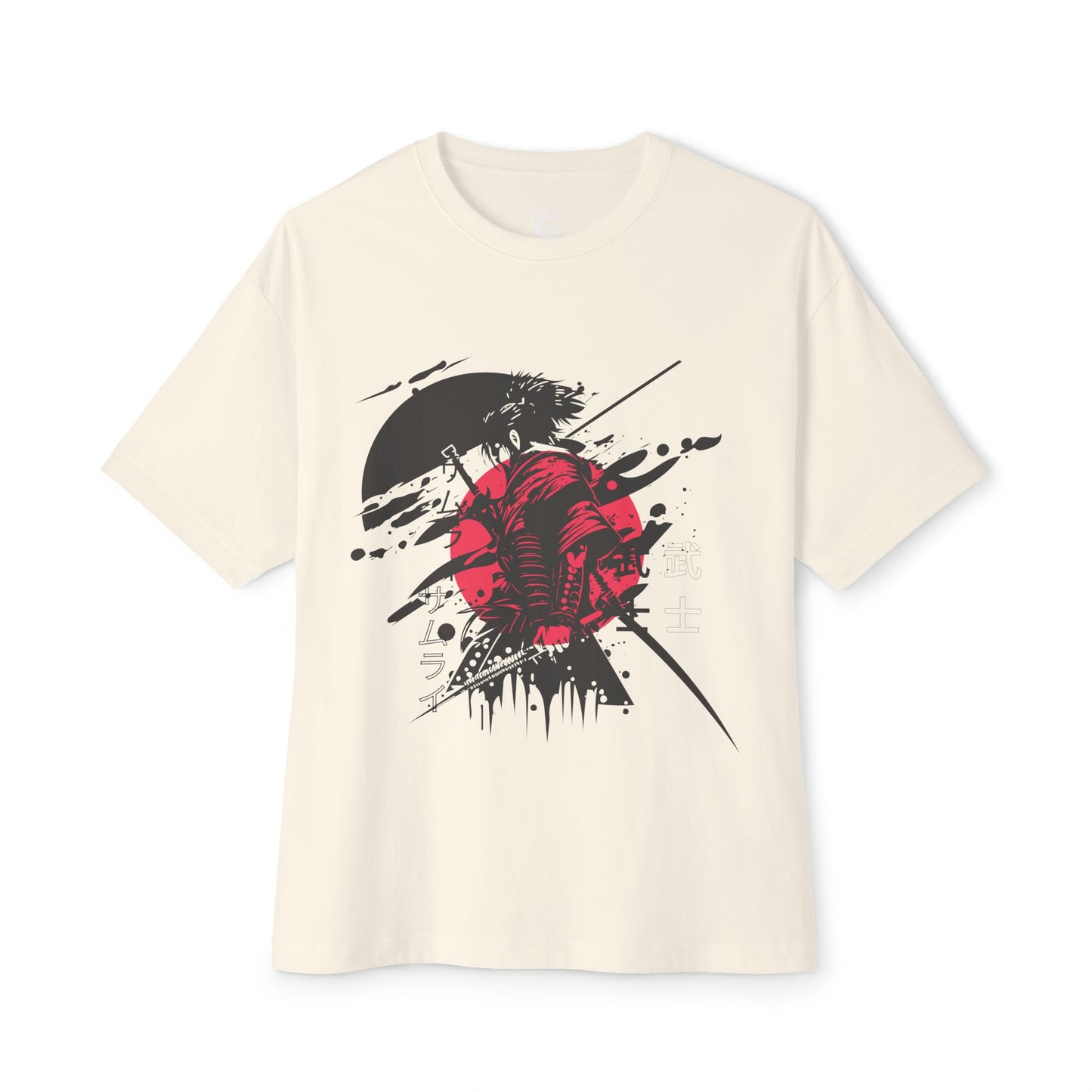 Graphic Tee — Red Samurai Sun Abstract Design