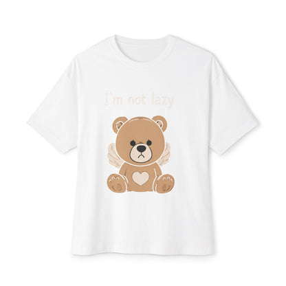 T-Shirt — Cute Angel Bear Graphic Tee ("I'm not lazy")