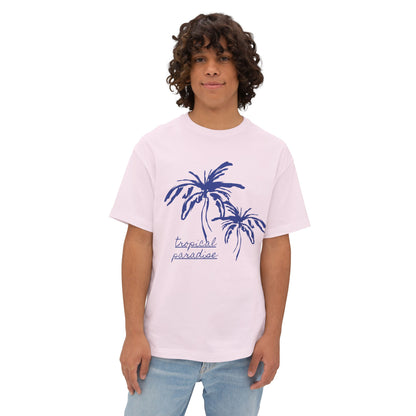 Tropical Paradise Boxy Tee — Palm Tree Oversized Graphic T-Shirt
