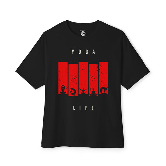 Boxy Tee — Red Bar Yoga Silhouette Graphic