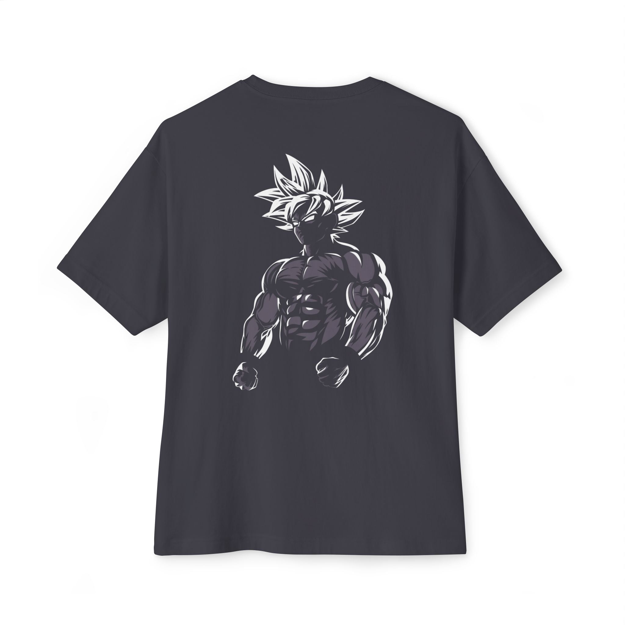 Anime Super Saiyan Tee — Black Oversized Boxy Shirt featuring Muscular Goku Silhouette