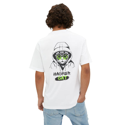 Hacker Cat Tee — Graphic Oversized Boxy T-Shirt