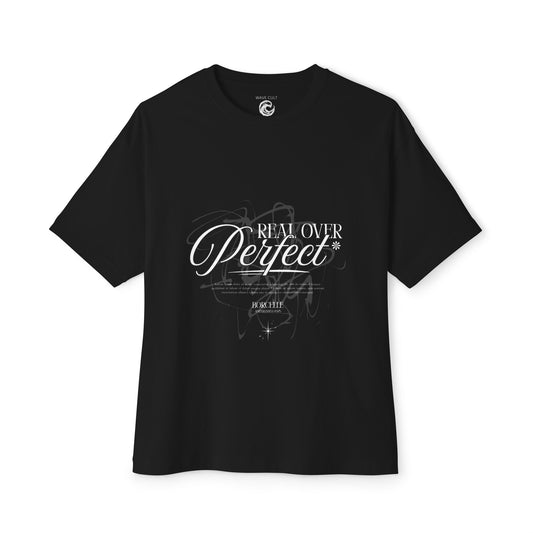 Perfect Real Lover Graphic Tee — "Real Lover Perfect" Oversized Boxy T-Shirt