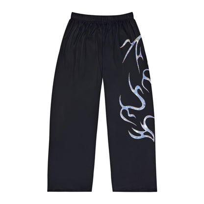 Men's Black Flame Lounge Pants — Tribal Graphic Pajama Bottoms