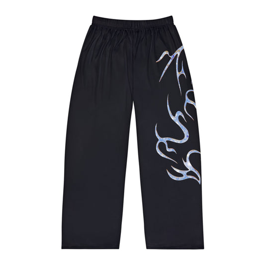 Men's Black Flame Lounge Pants — Tribal Graphic Pajama Bottoms