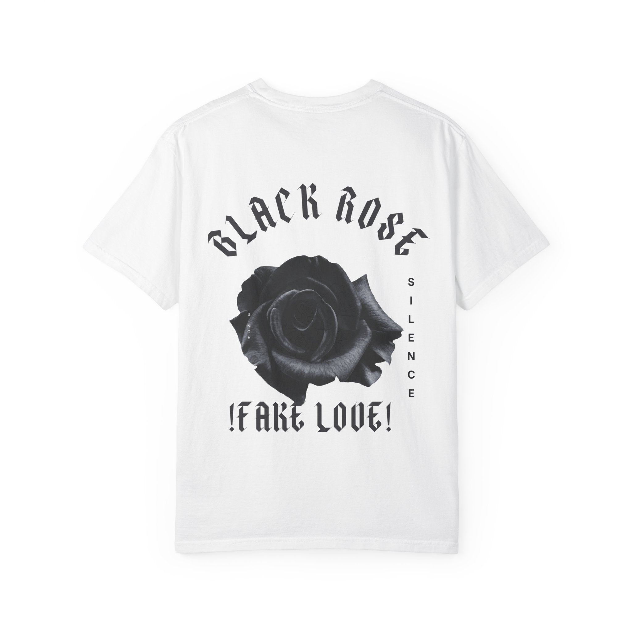 Black Rose "Fake Love" T-Shirt — Gothic Floral Graphic Tee