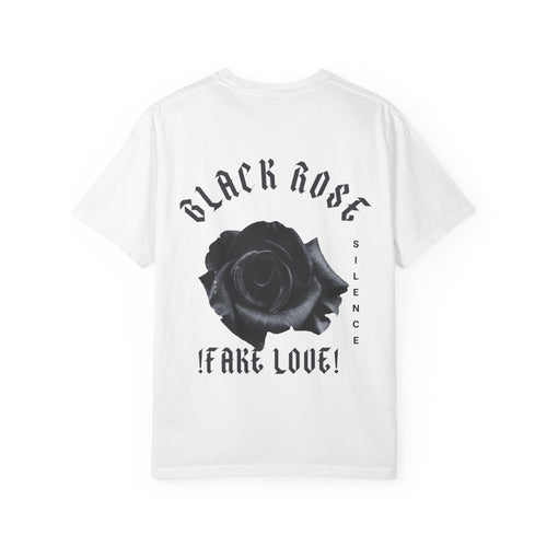 Black Rose "Fake Love" T-Shirt — Gothic Floral Graphic Tee