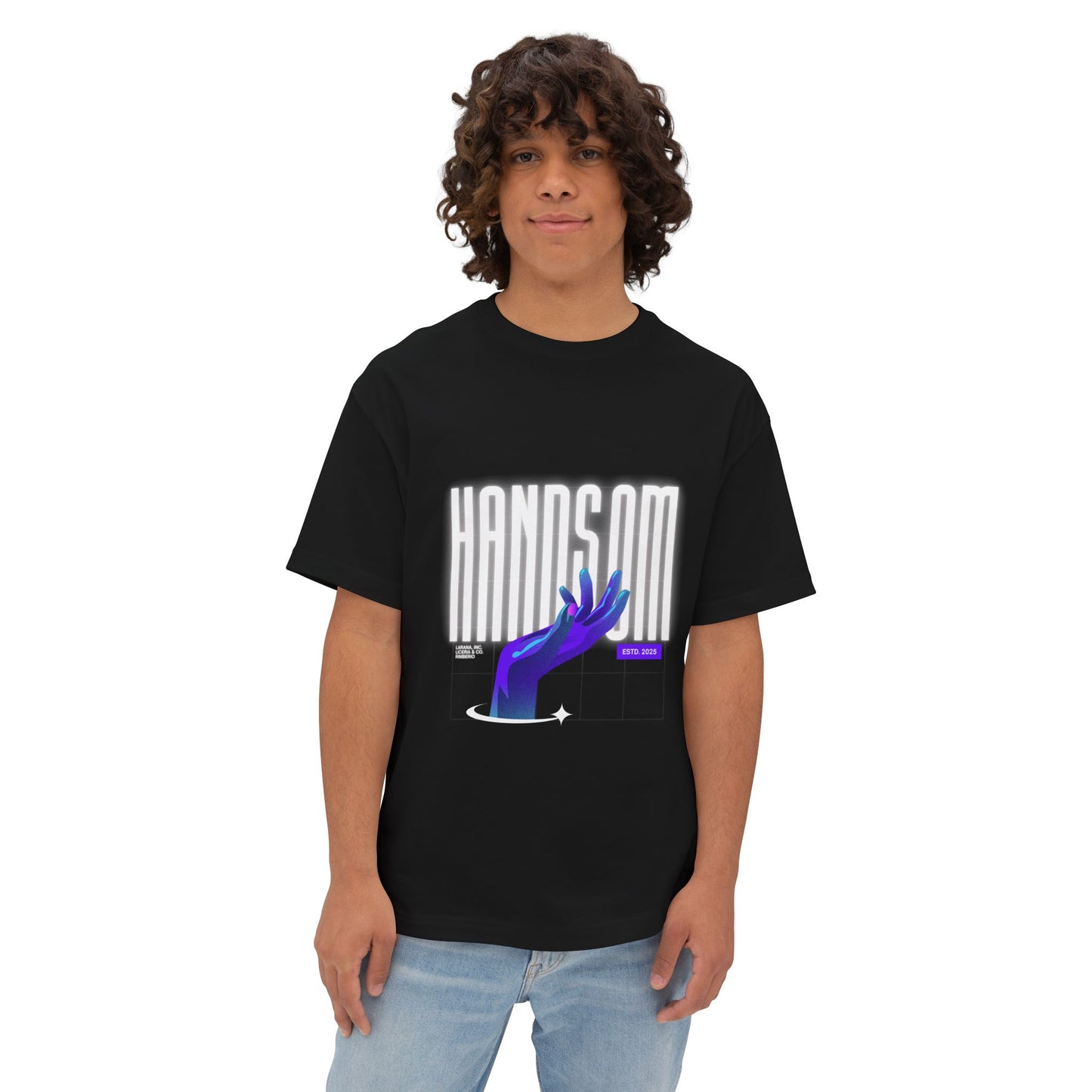 Handsom Glowing Hand Graphic Tee — Vaporwave Aesthetic Oversized Shirt