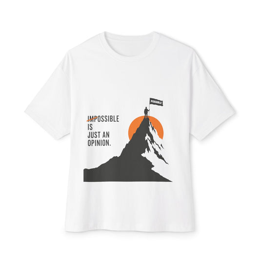 Impossible Is Just An Opinion Mountain Tee — Motivational Graphic T-Shirt