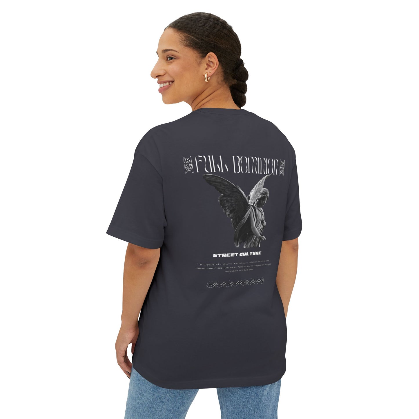 Angel Statue Graphic Tee — 'Pure Remorse' Streetwear Oversized Boxy T‑Shirt