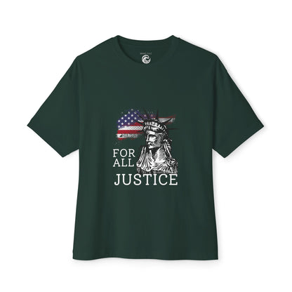 For All Justice Tee — Liberty Statue American Flag T‑Shirt