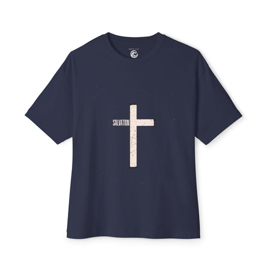 Salvation Cross Tee — Christian Faith Oversized T‑Shirt