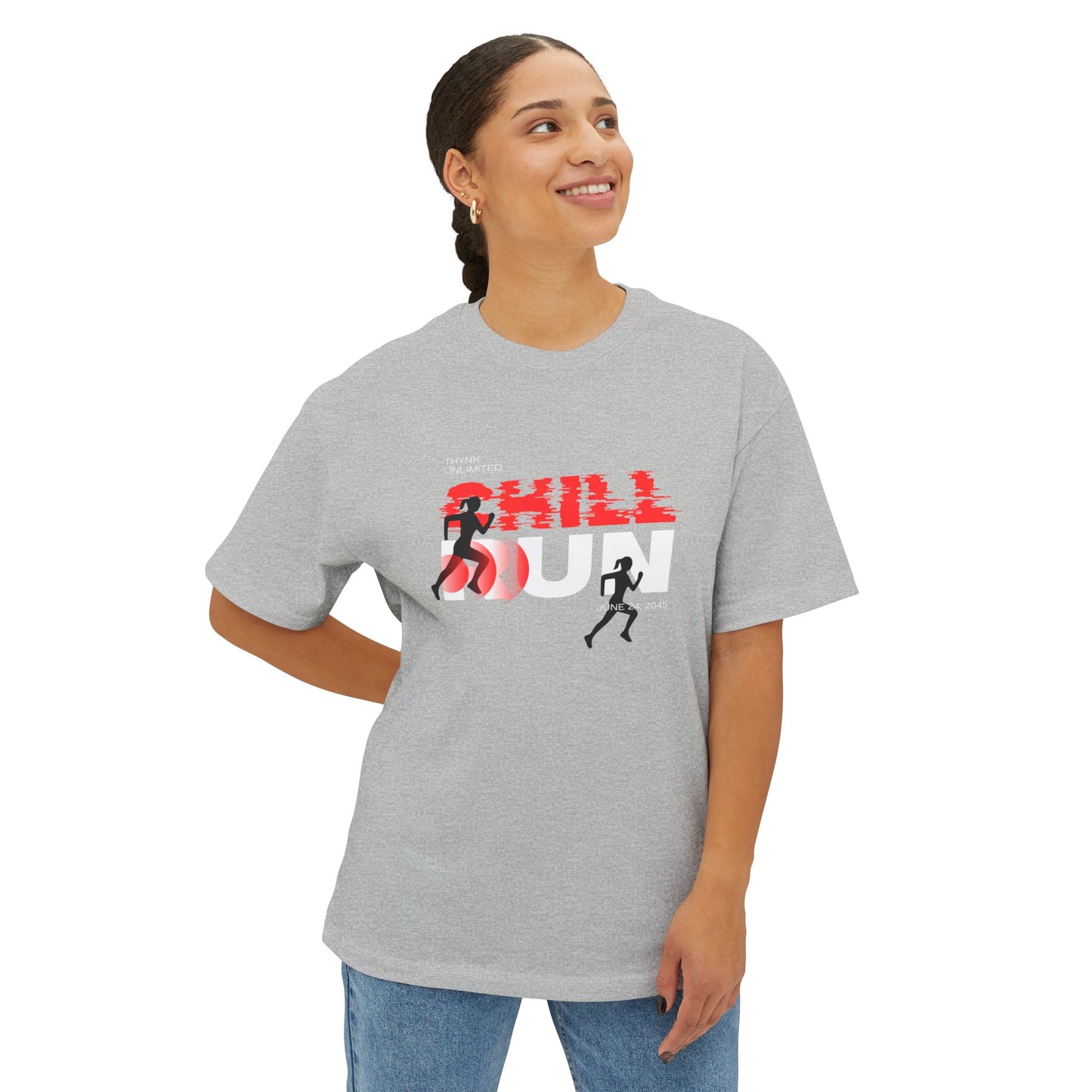 Chill Runner Tee — Minimalist Running Graphic Oversized Shirt