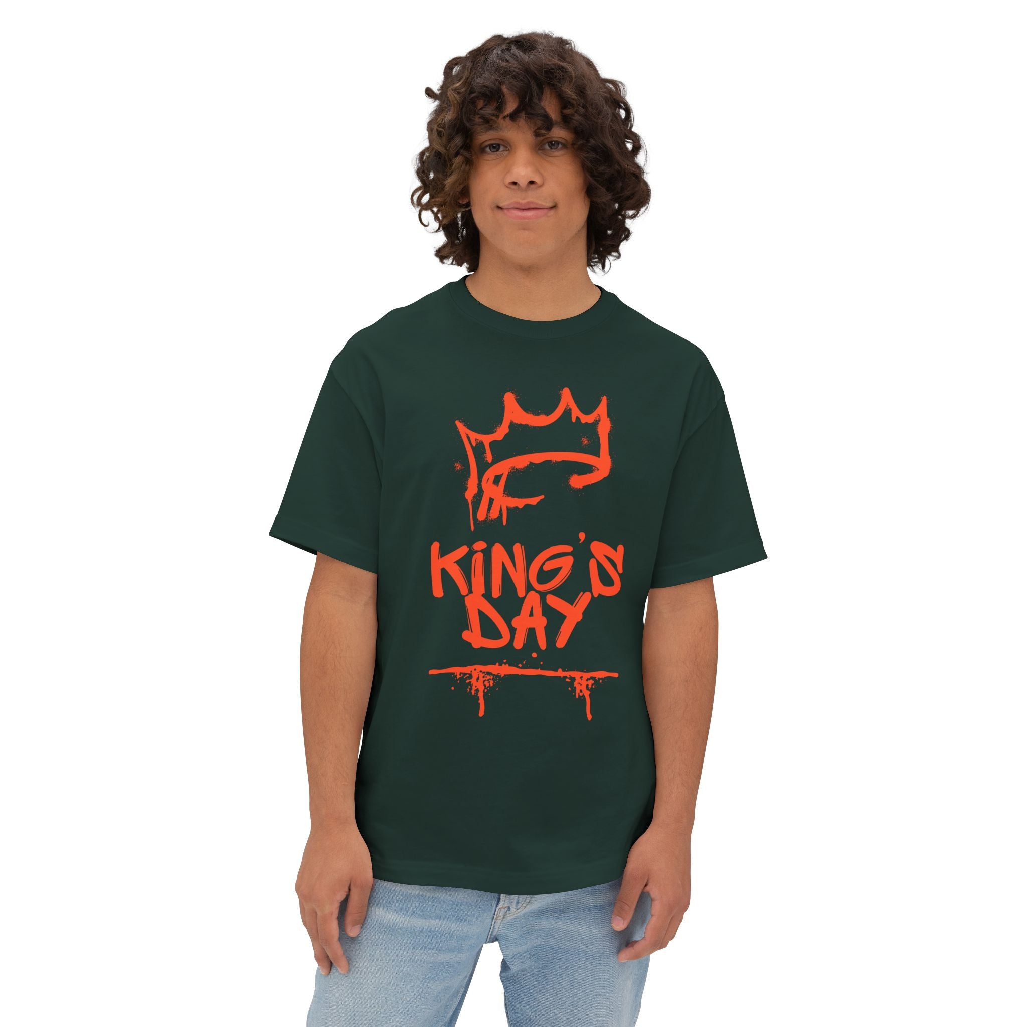 White tshirt King's Day — Oversized tshirt with Red Crown Design