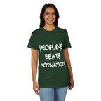 Discipline beats Motivation T‑Shirt — Motivational Gym Fitness Tee