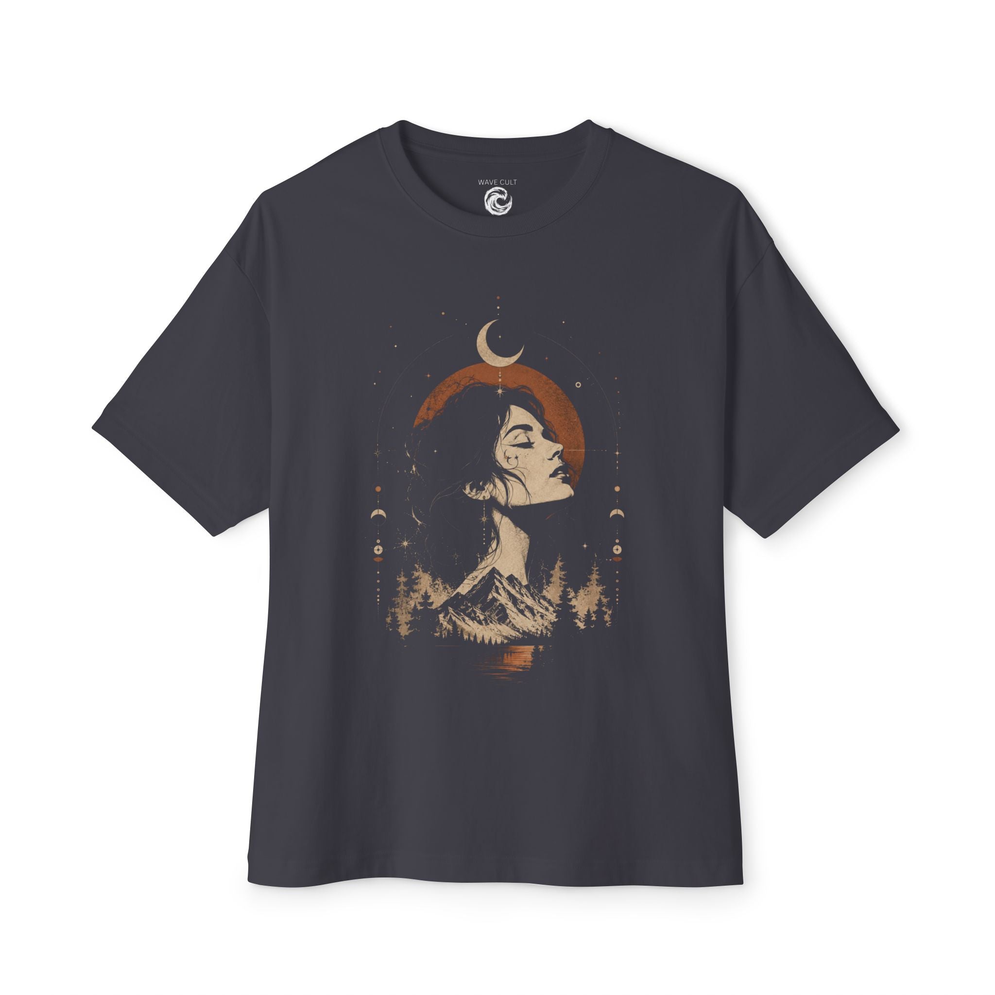 Mystic Moon Woman T-Shirt — Celestial Wilderness Graphic Tee