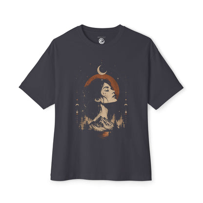 Mystic Moon Woman T-Shirt — Celestial Wilderness Graphic Tee