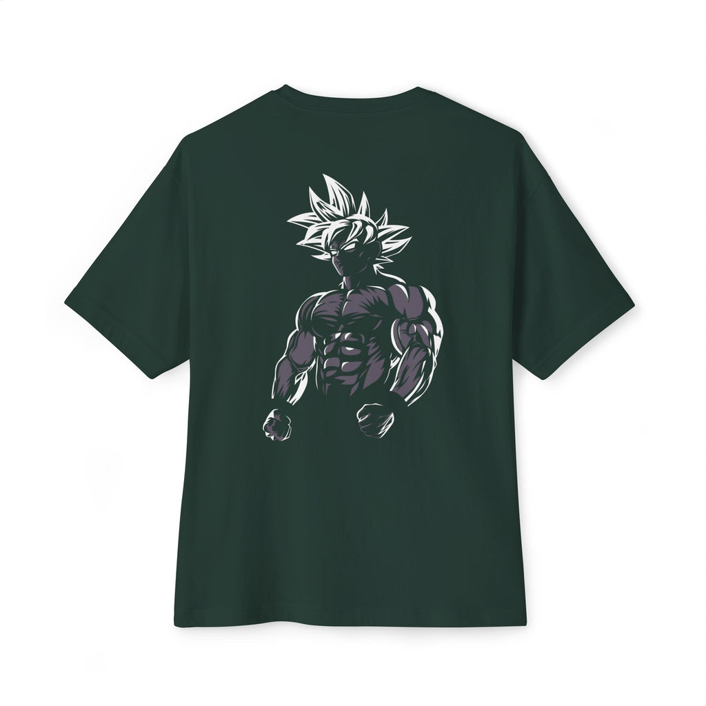 Anime Super Saiyan Tee — Black Oversized Boxy Shirt featuring Muscular Goku Silhouette