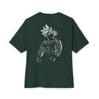 Anime Super Saiyan Tee — Black Oversized Boxy Shirt featuring Muscular Goku Silhouette