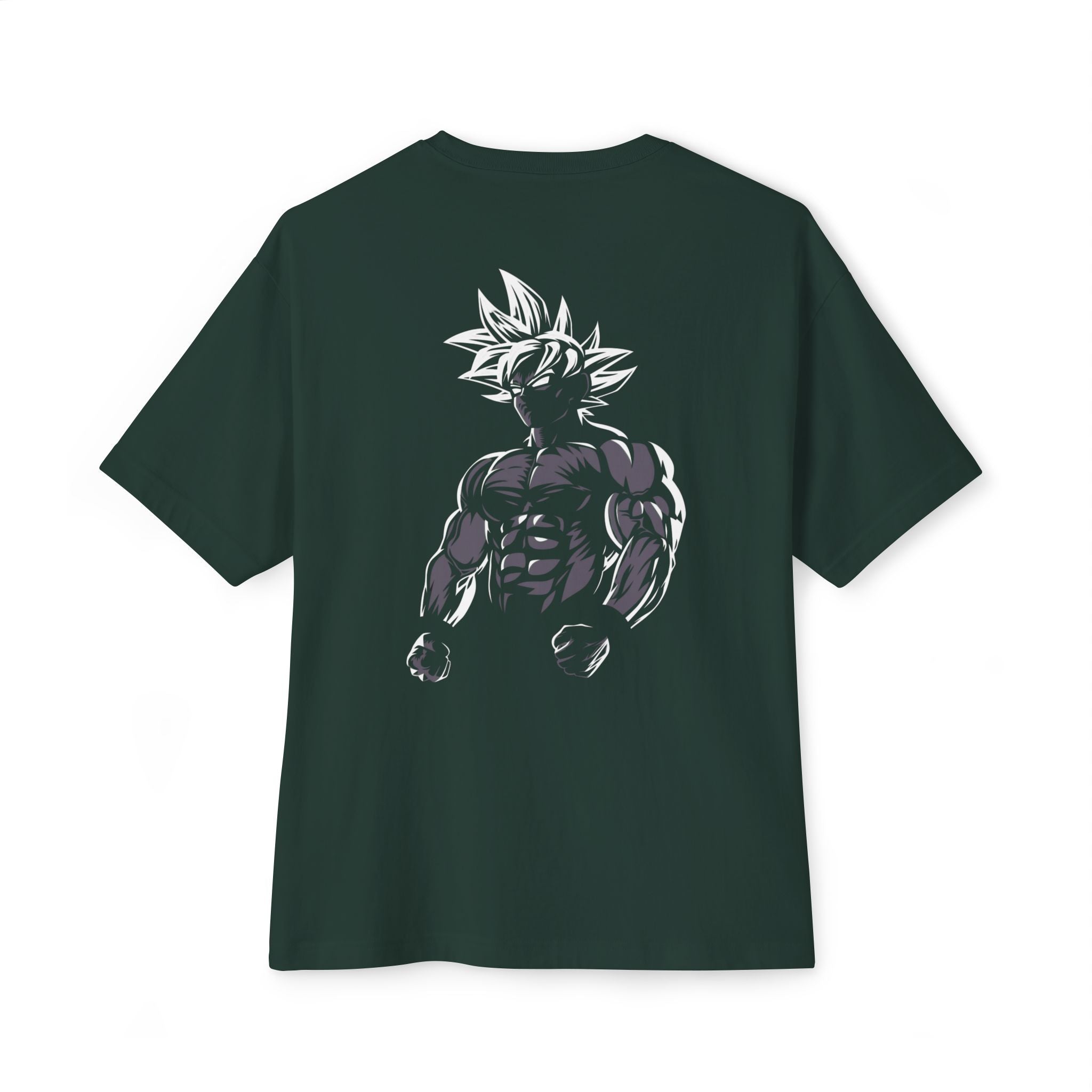 Anime Super Saiyan Tee — Black Oversized Boxy Shirt featuring Muscular Goku Silhouette