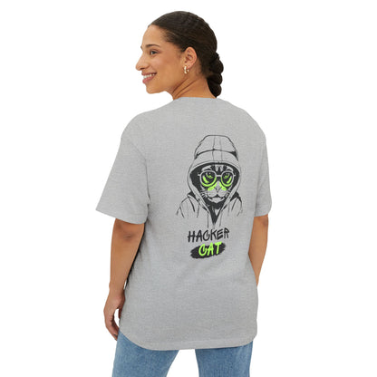 Hacker Cat Tee — Graphic Oversized Boxy T-Shirt