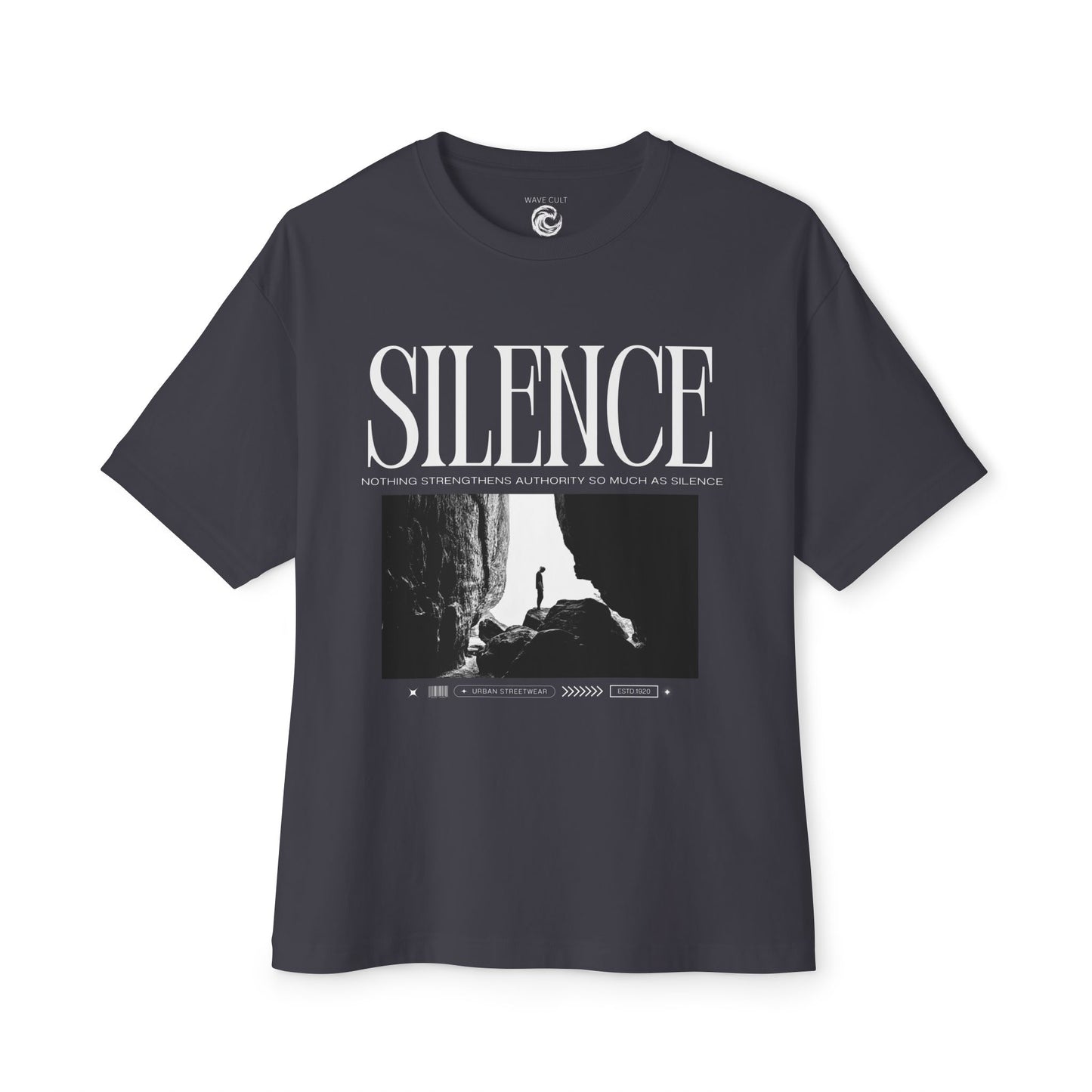 Silence Tee — Minimalist Black Graphic T-Shirt with 'SILENCE' Typography
