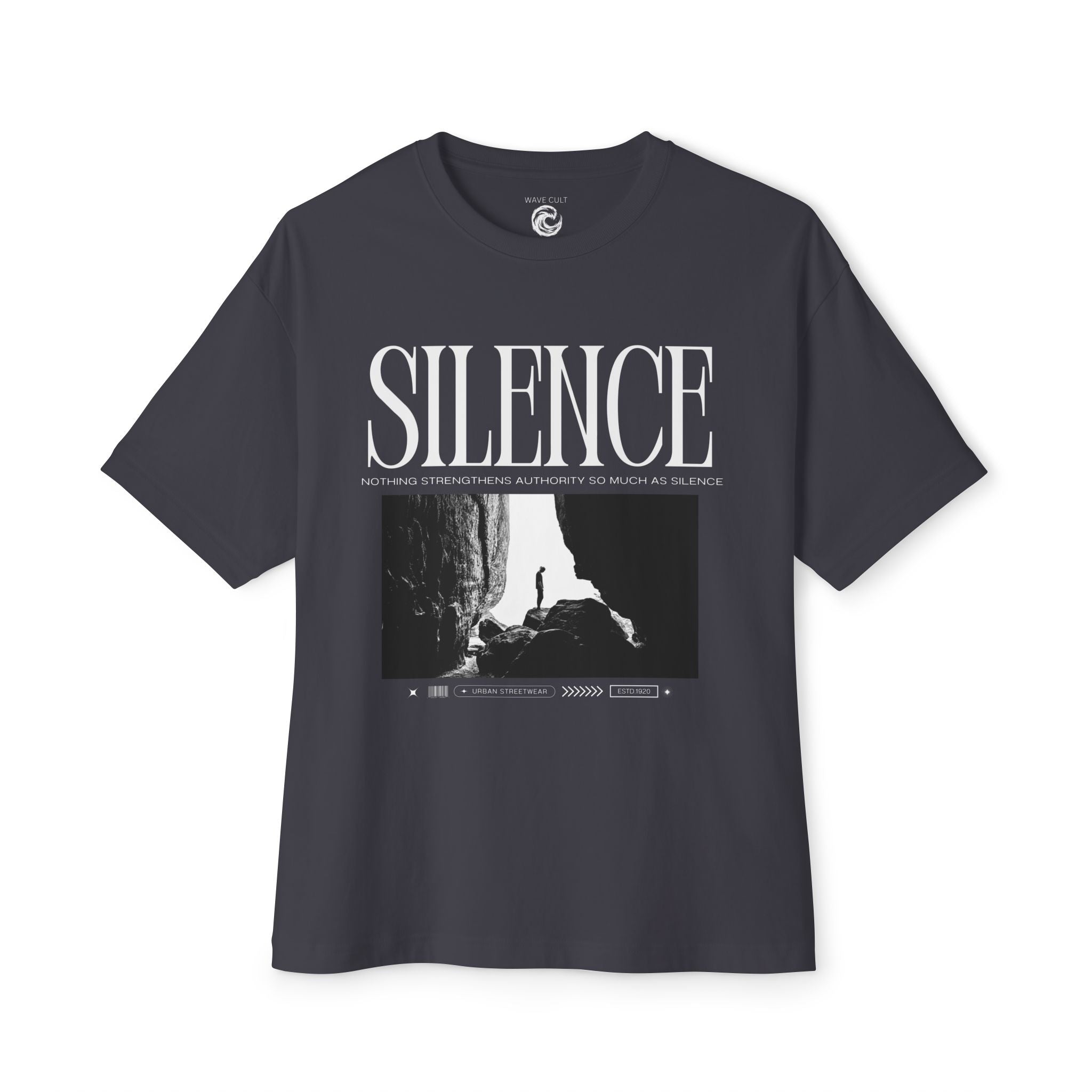 Silence Tee — Minimalist Black Graphic T-Shirt with 'SILENCE' Typography