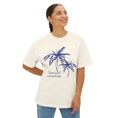 Tropical Paradise Boxy Tee — Palm Tree Oversized Graphic T-Shirt
