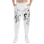 Octopus Ink Graphic Joggers — Black & White All-Over Print Athletic Pants