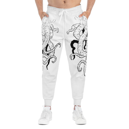 Octopus Ink Graphic Joggers — Black & White All-Over Print Athletic Pants